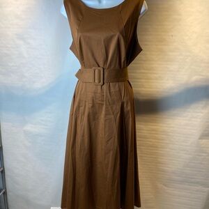 Karen Millen Brown Belted Midi Dress with pockets
